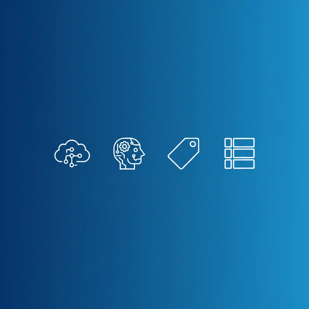 Ilustração de add-ons do Salesforce com ícones de nuvem de dados, agente de IA e configuração de preço em linha