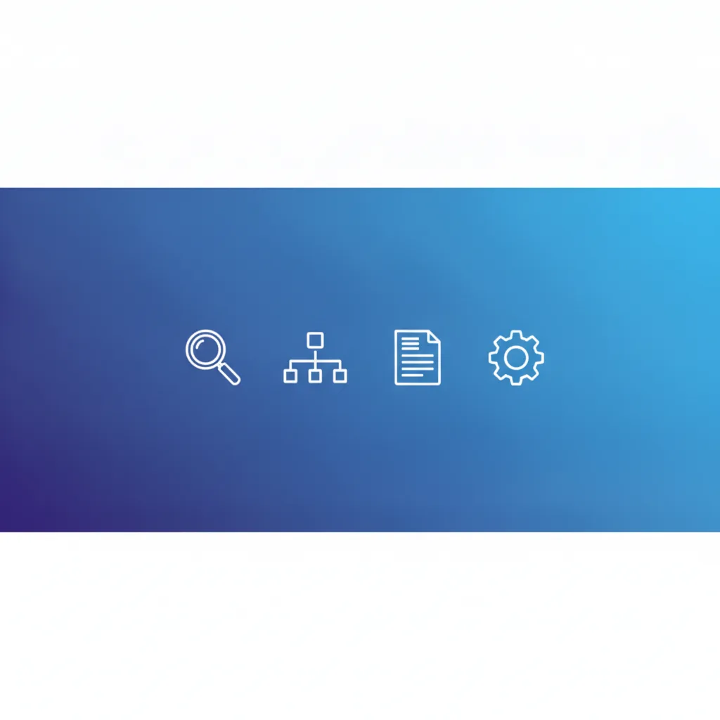 Ilustração de auditoria de org Salesforce com ícones de fluxo, código e engrenagem de configuração em linha