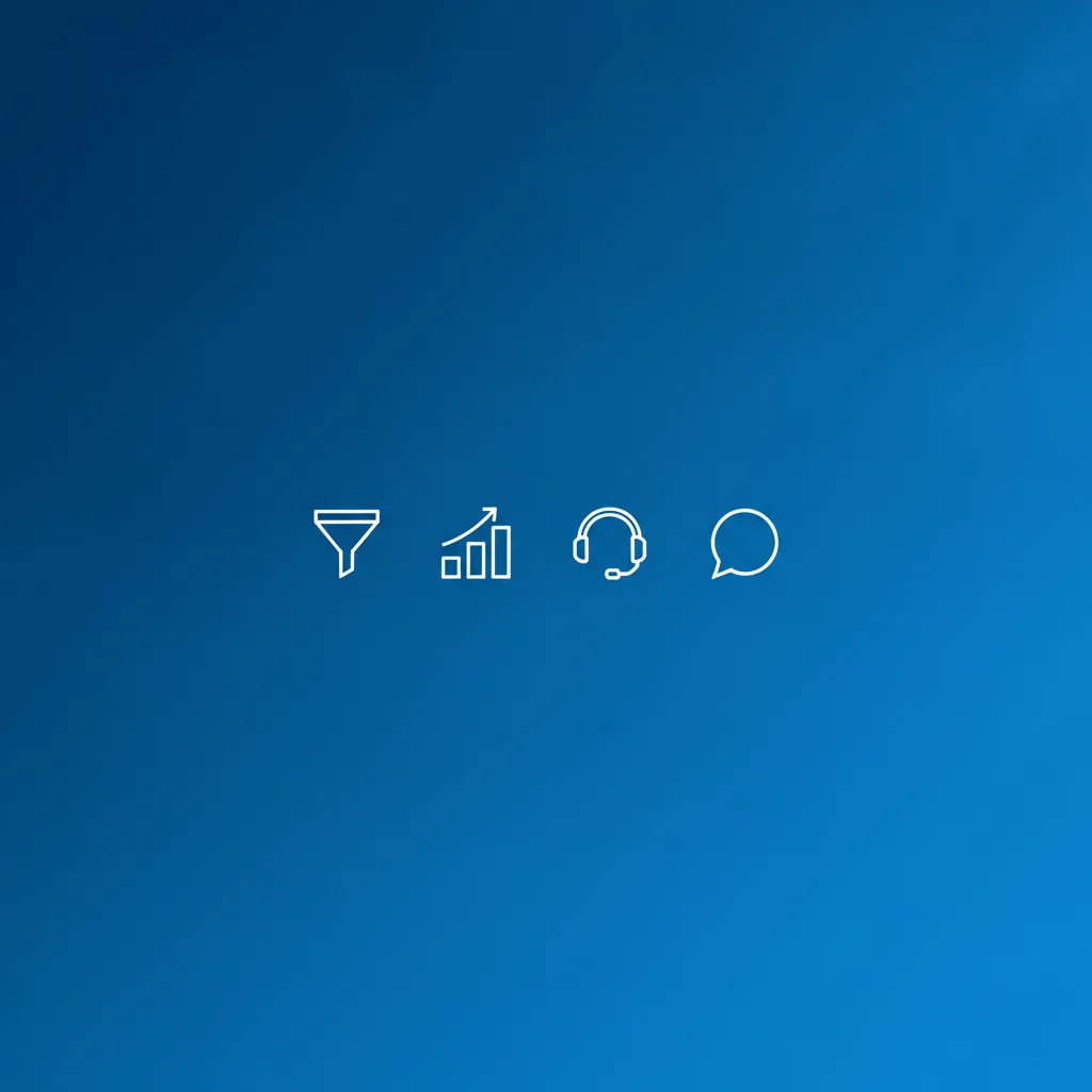 Ilustração de elementos de vendas e atendimento do Salesforce alinhados na horizontal