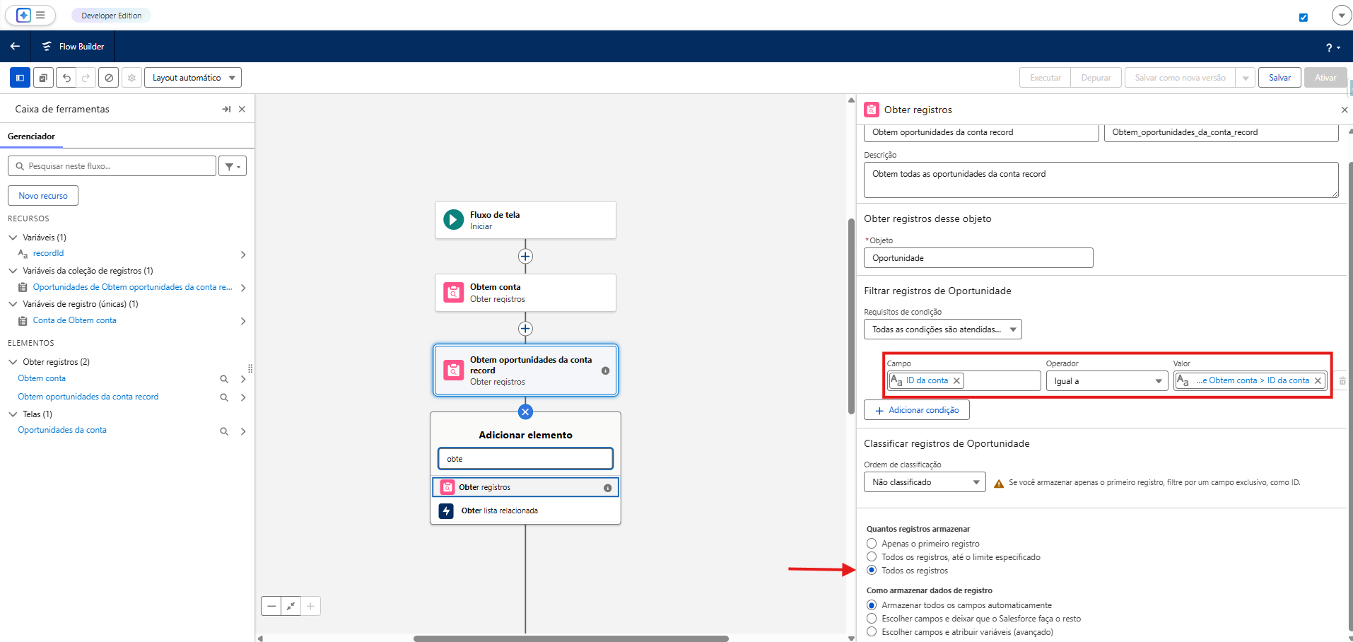 Buscando todas as oportunidades relacionadas no Salesforce Flow